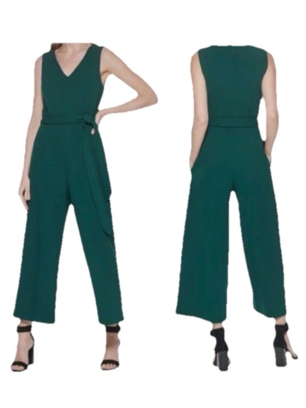 Calvin Klein Women’s  Green Jumpsuit Wide-Leg,  Dressy One-Piece Size 10 NEW